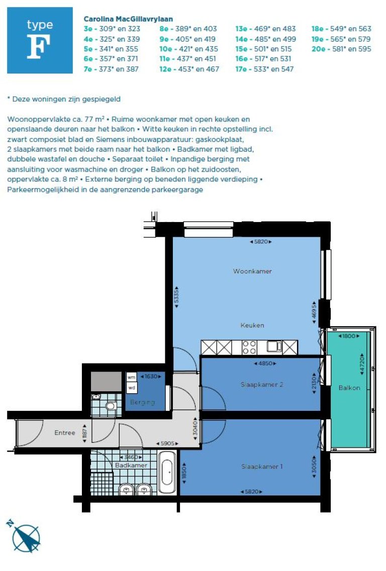 Plattegrond 1 van 1, Carolina MacGillavrylaan 357, AMSTERDAM